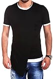 Freizeithemden Herren Sommer Klassisch Rundhals Spleißen Slim Fit Herren T-Shirt Modern Persönlichkeit Saum Design Herren Shirt Täglich Outdoor H