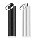 Opret 2 Pack Pillendose Schlüsselanhänger Wasserdicht mit 3 Teilbaren Fächer, Kleine Tablettendose für Unterwegs,
