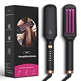 Glättbürste 5 Temperatureinstellungen Hair Straightener 30 Sekunden PTC Keramikheizung Abschaltautomatik Haarbürste mit Dualtemperaturwert Dualspannung und hitzebeständigen H