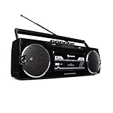 auna Duke - DAB Kassettenrekorder, Bluetooth-Funktion, DAB+/FM-Radio, Direct Encoding von Kassette auf USB/SD, Teleskopantenne, schw