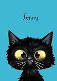 Jenny: Personalisiertes Notizbuch, DIN A5, 80 blanko Seiten mit kleiner Katze auf jeder rechten unteren Seite. Durch Vornamen auf dem Cover, eine ... Coverfinish. Über 2500 Namen b