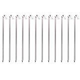 Azarxis 12 Stück Zeltheringe, Heringe aus Aluminium, Erdnägel Stakes Nägel für Zelt Camping Plane (Silber)