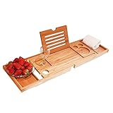 DJNCIA Heim Bambus Badewannenständer Holz Bath Bridge Caddy Badewanne Aufbewahrungsständer Aufbewahrungsablage Halter for Badezimmer Für Heimhotel (Color : As Shown)