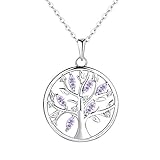 JO WISDOM Halskette Baum Des Lebens,Kette anhaenger silber 925 baum des lebens Familie Anhänger Halskette mit 3A Zirconia Juni Geburtsstein Alexandrit Farbe,Damen Schmuck,kette: 45-50CM