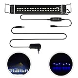 CPROSP Aquarium LED Beleuchtung mit Timer, mit 3 verstellbaren Lichtfarben Weiß/Blau /Blau+Weiß, für 46cm-63cm Aquarien, 24W, Schw