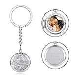 PiercingJak Bilder Medaillon zum öffnen Foto Schlüsselanhänger mit Gravur Amulett Anhänger Blume Muster Edelstahl Schlüsselbund Personalisierte Geschenke für Damen H