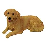 Polyresin Figuren Gartenfigur Hund Golden Retriever, handbemalt, Gartendekoration Tiere, Kunstharz Dekofig