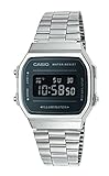 CASIO Unisex Erwachsene Armbanduhr Digital Quarz Edelstahl A168WEM-1EF