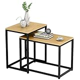 ZBBN Wohnkultur Möbel Stapelbarer Couchtisch, Rechteckige Satztische, Massivholz Akzenttisch für Wohnzimmer Büro, 2er Set Möbel Wohnzimmer oder Loung