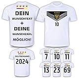 DE FANSHOP Deutschland Trikot mit Hose & GRATIS Wunschname + Nummer #D14 2021 2022 EM/WM Weiss - Geschenk für Kinder Jungen Baby Fußball T-Shirt p