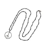 KELITCH Classic Peace Anhänger Halskette Love Hippie Frosted Crystal Beaded Halsketten (Grau)