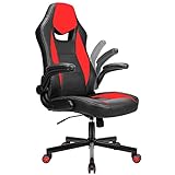 BASETBL Bürostuhl Gaming Stuhl Racing Stuhl mit großer Sitzfläche ergonomischem Design hochklappbarer Armlehne Wippfunktion Höhenverstellung 150kg belastbar R