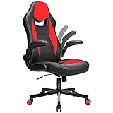 BASETBL Bürostuhl Gaming Stuhl Racing Stuhl mit großer Sitzfläche ergonomischem Design hochklappbarer Armlehne Wippfunktion Höhenverstellung 150kg belastbar R