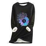 Eaylis Damen Weihnachtspulli Warme Fleece Pullover Loose Sweatshirt Plus Dicker Samt Langarmshirt Kapuzenpullover Lamm Kaschmir Pulli Langarm Shirts Oversize Bedrucktes Oberteil Tops für W
