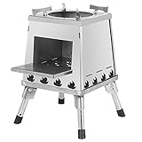 NFSHAN Campingkocher Zeltofen Holzofen Raketenofen Outdoor Ofen Holz/Ultralight Tent Zeltheizung Kaminofen Holzvergaser Klapp und delstahl für Camping BBQ Picknick(Color:Silver,Size:Large)