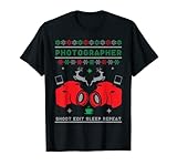 Fotograf Merry Christmas Y'all Kamera und Kaffee Weihnachtsmann T-S