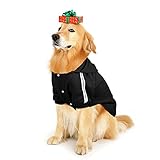 NAMSAN Hundepullover Warm Hundebekleidung Winterkleidung für Große Hunde Knopfdesign Hund Hoodie Hundepulli Schwarz—5XL