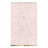 kikki.K Wandkalender mit Spiralbindung, groß, Juli 2021 bis Juni 2022, Moschus, Monatsansicht mit Reitern, 6 Spalten für Familienmitglieder, über 150 Aufkleber und Metallhak