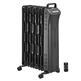 Amazon Basics tragbarer digitaler Ölradiator mit 9 ECO-Wellenrippen und Fernbedienung, 2.000 W, Schw