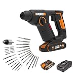 WORX 18V(MAX20V) Akku Bohrhammer WX394.5, Powershare, SDS-plus -Bohrmaschine mit pneumatischem Hammerwerk zum Schrauben, Bohren & Hämmern - 1,2 Joule Schlagenergie - 1 Std. Schnellladegerät &