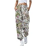 YANGQI Eule Fisch Cashewblüten Wolke 1/2 Asymmetrischer Druck Elastischer Bund mit Kordelzug Hiphop Mode Haremhose Sw