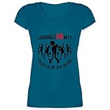 Abitur Abi & Abschluss 2021 Geschenke - GruselkABInett- Endlich hat der Spuk EIN Ende - 3XL - Türkis - Zombies - XO1525 - Damen T-Shirt mit V