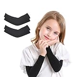 2 oder 4 Paar Sonnenschutz Arm Sleeves für Kinder, UPF 50 Arm Cover für Jungen & Mädchen Radfahren, Golf, Outdoor-Sport, Schwarz und Schwarz, 2 Paar, S