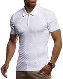Leif Nelson Herren Sommer T-Shirt Poloshirt Slim Fit aus Feinstrick Cooles Basic Männer Polo-Shirt Crew Neck Jungen Kurzarmshirt Polo Shirt Sweater Kurzarm LN7315 Weiß M