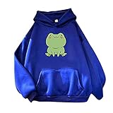 Pianshanzi Sweatshirts für Damen Froschdruck Pulli Sweatshirts Hoodie Sport Langarm Kapuzenpullover Mode Langarmshirt Tasche Casual Pullover Pulli Sweatjacke Oberteile Hemd Bluse mit Kordelzug