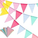 Popuppe 3 Stücke Wimpelkette Bunte Wimpel Niedlich Wimpel Girlande Wimpel Banner Schön Dreieck Flaggen für Geburtstag Party Dekoration Innen D