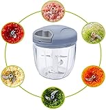 GazyyShop--Zwiebel Zerkleiner, 5-Sekunden Zerkleinerer ,Fassungsvermögen: 900 ml,Multizerkleinerer für Gemüse, Obst, Zwiebeln, Nüsse, Knoblauch, Babynahrung (Blau )