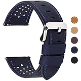 Fullmosa 6 Farben für Uhrenarmband mit Schnellverschluss, Breeze Serie Leder Ersatzband geeignet für Armbanduhr Herren&Damen,20mm Dunkelb