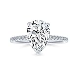 Bling Jewelry 2.5Ct Teardrop Birne Form Solitär AAA Cz Verlobungsring Für Frauen Pflaster Dünne Band Zirkonia 925 Sterling Silb