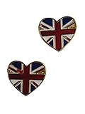 Ausgefallene Ohrringe Ohrstecker Stecker Union Jack England Flagge Herz 2531