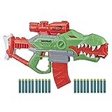 Nerf DinoSquad Rex-Rampage motorisierter Blaster, 10-Dart Clip-Magazin, 20 Nerf Darts, 10-Dart Aufbewahrung, T-Rex Dinosaurier Desig