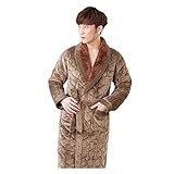 XFYJR DREI Ebenen Steppgedeckte VelvetCotton Gepolsterte Männer Bademantel Dicke Plus Größe Winter Kimono Homme Bademantel Warme Roben Pyjamas (Color : A, Size : XL)