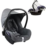 BAMBINIWELT Ersatzbezug für Maxi-Cosi CabrioFix 6-tlg. GRAU/GRAU, Bezug für Babyschale, Komplett-Set + REGENVERDECK, Reg