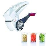 Westmark Trommelreibe/-hobel mit 3 Schneidtrommeln und integriertem Stößel, Rostfreier Edelstahl/Kunststoff, Trio, Weiß/Anthrazit, 11722260