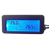 fikujap DC12V-Auto-Digital-Thermometer, LCD-Auto-Innen- / Außentemperaturanzeige für LKW und LKW - Hintergrundbeleuchtung Zwei können ausgewählt W