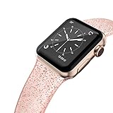 EDIMENS Sportarmband Kompatibel mit Apple Watch 38mm 40mm 41mm,Glitzer Silikonarmband Weiches Schmales Glänzend Armband Kompatibel für Apple iWatch Series 7 6 5 4 3 2 1 SE Sport Edition Damen, Papay