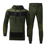 WSAD Kapuzenjacke und Hose mit Taschen Freizeitanzug Fitness Sportanzug Trainingsanzug für Herren Jogginganzug (Army Green, XL)