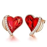 CDE Ohrringe für Damen Schmuck Geschenk, Rosegold Herz Damen Ohrstecker, verschönert mit Kristallen Weihnachten Valentinstag Party Jubiläum Geburtstag Geschenke für Frauen Sie Mutter Freundin E
