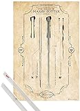 Harry Potter 1art1 Poster (91x61 cm) Zauberstab, Daniel Radcliffe Inklusive EIN Paar 1art1® Posterleisten, Transp
