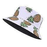 MengPa Fischerhüte Damen Herren Sonnenhut Sommer Bucket Hats Reversible (Ananas) DE2662R-Q