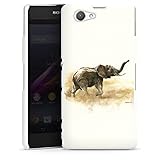 DeinDesign Hard Case kompatibel mit Sony Xperia Z1 Compact Schutzhülle weiß Smartphone Backcover Malerei Elefant Dschung