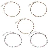 Rainbow Glam Slimming Anklet,Gold Silver Rainbow Planet Galaxy Anklet,Multi-Color Crystal & Gold Plated Brass Anklet Bracelet,Adjustable Ank