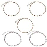 Rainbow Glam Slimming Anklet,Gold Silver Rainbow Planet Galaxy Anklet,Multi-Color Crystal & Gold Plated Brass Anklet Bracelet,Adjustable Ank