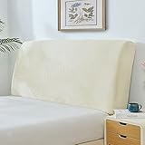 LZstrong Bett Kopfteil Husse Bezug, Samt Kopfteilabdeckung, Elastische Kopfteil Schutzabdeckung, All-Inclusive-Design Einfarbig Vollfarbschutz (Beige,200-215cm)