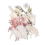 Sinwo Gedrückt Getrocknete Blumen Für Harz, Natürliche Gemischte Trockene Blüten Blätter Masse Für Schmuck Kerze Scrapbook Supplies DIY Kerzen Handwerk Machen Kunstdekorationen (Rosa Weiß Set)