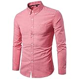 QWERD Herren Classic Oxford Shirt Hemd mit Button-Down-Kragen Herren Hemd Bügelfrei Oxford Einfarbig Hemd Regular Fit Button-down Shirt Herbst Winter Langarm Freizeithemd Für Anzug Business H